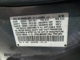 2009 Honda Odyssey EX-L с VIN 5FNRL38609B017694, выставлен на аукционе Copart как лот 50815515 с пробегом 192 265 миль миль и Чистый • Clean title. История ставок и продаж доступна на DreamBid. Изображение 13.