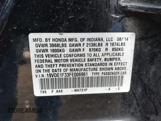 2015 Acura ILX with VIN 19VDE1F33FE006961, listed as a IAAI auction lot 42699542 with 151,200 mi miles and . Bid and sale history available at DreamBid. Image 9.