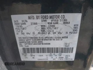 2006 Ford F-150 STX with VIN 1FTRX14WX6FB34558, listed as a IAAI auction lot 42146556 with 205,932 mi miles. Bid and sale history available at carsss.com. Image 9.