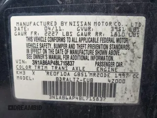2011 Nissan Sentra 2.0 с VIN 3N1AB6AP4BL715837, выставлен на аукционе IAAI как лот 42541464 с пробегом 222 187 миль миль и . История ставок и продаж доступна на DreamBid. Изображение 9.