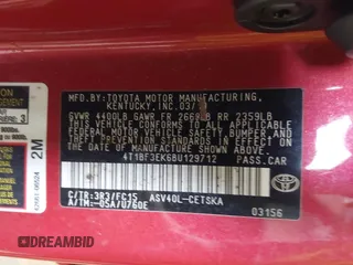2011 Toyota Camry LE z VIN 4T1BF3EK6BU129712, wystawiony jako IAAI lot #42236451 z przebiegiem 205 126 mil mil oraz . Historia ofert i sprzedaży dostępna na DreamBid. Obrazek 9.