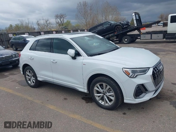 2023 Audi Q3 S line Premium with VIN WA1DECF30P1127433, listed as a IAAI auction lot 41969209 with 40,357 mi miles and . Bid and sale history available at DreamBid. Image 1.