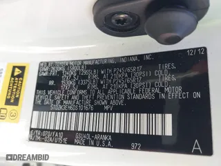 2013 Toyota Highlander with VIN 5TDZK3EH6DS101676, listed as a IAAI auction lot 41212515 with 139,755 mi miles. Bid and sale history available at carsss.com. Image 9.