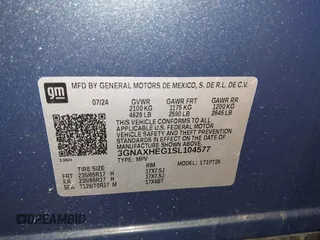 2025 Chevrolet Equinox FWD LT with VIN 3GNAXHEG1SL104577, listed as a IAAI auction lot 41851609 with 1,661 mi miles. Bid and sale history available at carsss.com. Image 9.