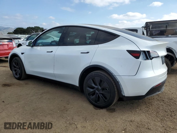 2025 Tesla Model Y Long Range with VIN 7SAYGDED6SF271931, listed as a Copart auction lot 43376015 with 261 mi miles and Salvage Title. Bid and sale history available at DreamBid. Image 2.