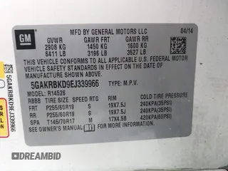 2014 Buick Enclave Leather with VIN 5GAKRBKD9EJ339966, listed as a IAAI auction lot 42116213 with 116,364 mi miles and . Bid and sale history available at carsss.com. Image 9.