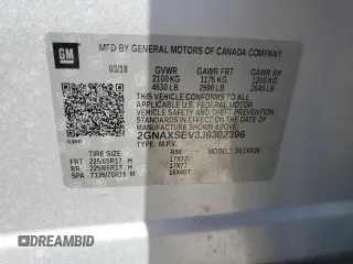 2018 Chevrolet Equinox LT with VIN 2GNAXSEV3J6302396, listed as a Copart auction lot 54289685 with 100,270 mi miles and Salvage Title. Bid and sale history available at DreamBid. Image 13.