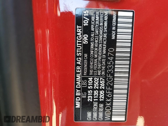 2016 Mercedes-Benz E 400 with VIN WDDKK6FF2GF335470, listed as a Copart auction lot 45928394 with 46,693 mi miles and Salvage Title. Bid and sale history available at carsss.com. Image 12.