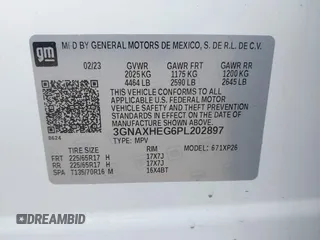 2023 Chevrolet Equinox LS with VIN 3GNAXHEG6PL202897, listed as a IAAI auction lot 42433147 with 14,973 mi miles and . Bid and sale history available at DreamBid. Image 9.