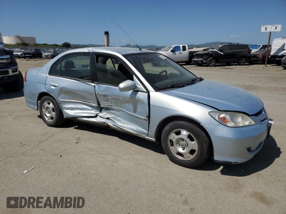 2005 Honda Civic with VIN JHMES966X5S003725, listed as a Copart auction lot 52462415 with 143,444 mi miles and Salvage Title. Bid and sale history available at DreamBid. Image 4.