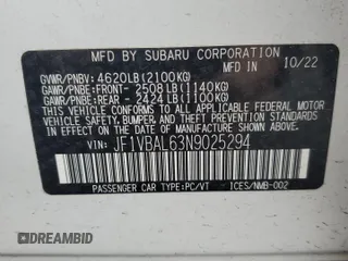 2022 Subaru WRX Limited z VIN JF1VBAL63N9025294, wystawiony jako Copart lot #58895705 z przebiegiem 19 644 mil mil oraz Szkoda całkowita • Salvage title. Historia ofert i sprzedaży dostępna na DreamBid. Obrazek 12.