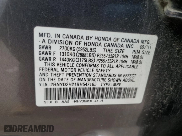 2011 Acura MDX with VIN 2HNYD2H21BH547165, listed as a Copart auction lot 46290175 with 100,298 mi miles and Clean Title. Bid and sale history available at carsss.com. Image 13.