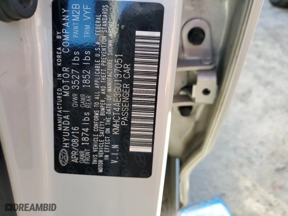 2016 Hyundai Accent SE with VIN KMHCT4AE3GU137051, listed as a Copart auction lot 87105534 with 145,941 mi miles and Salvage Title. Bid and sale history available at carsss.com. Image 12.