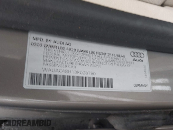 2003 Audi A4 1.8T with VIN WAUAC48H13K028750, listed as a IAAI auction lot 41539326 with 215,152 mi miles. Bid and sale history available at carsss.com. Image 9.