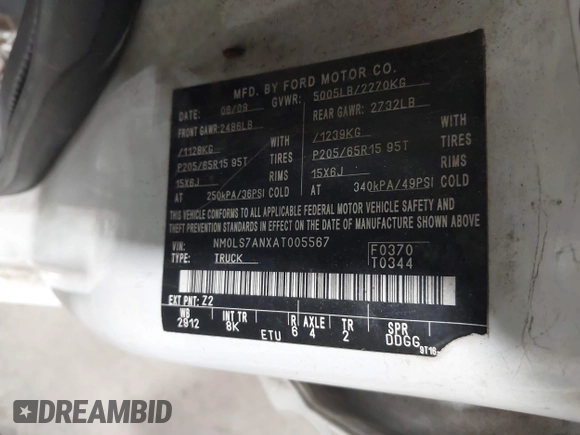 2010 Ford Transit Connect XL с VIN NM0LS7ANXAT005567, выставлен на аукционе IAAI как лот 42559992 с пробегом 203 955 миль миль и . История ставок и продаж доступна на DreamBid. Изображение 9.