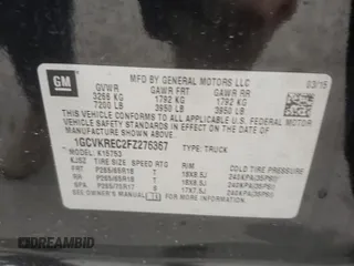 2015 Chevrolet Silverado 1500 LT with VIN 1GCVKREC2FZ276367, listed as a Copart auction lot 45243245 with 100,637 mi miles and Salvage Title. Bid and sale history available at carsss.com. Image 14.