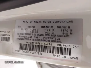 2014 Mazda 3 i Touring with VIN JM1BM1V70E1134498, listed as a IAAI auction lot 42495912 with 116,770 mi miles and . Bid and sale history available at DreamBid. Image 9.