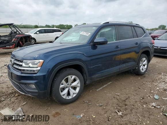 2018 Volkswagen Atlas SE with VIN 1V2DP2CA1JC592679, listed as a Copart auction lot 54727595 with 143,310 mi miles and Salvage title. Bid and sale history available at DreamBid. Image 1.