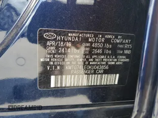 2019 Genesis G70 Advanced with VIN KMTG74LE0KU043856, listed as a Copart auction lot 55921215 with 72,161 mi miles and Non repairable. Bid and sale history available at DreamBid. Image 12.