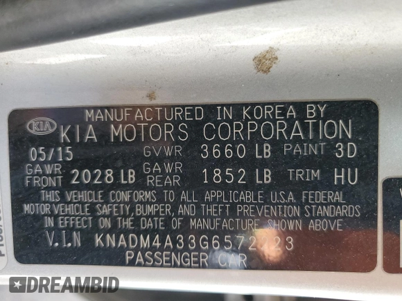 2016 Kia Rio LX with VIN KNADM4A33G6572223, listed as a Copart auction lot 48397975 with 113,933 mi miles and Salvage Title. Bid and sale history available at carsss.com. Image 12.