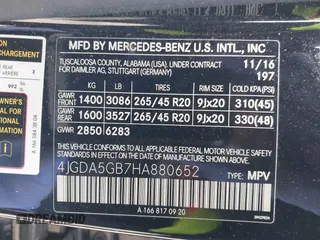2017 Mercedes-Benz M 400 z VIN 4JGDA5GB7HA880652, wystawiony jako IAAI lot #41785173 z przebiegiem 96 154 mil mil oraz . Historia ofert i sprzedaży dostępna na DreamBid. Obrazek 9.