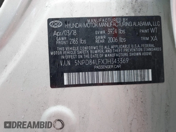 2018 Hyundai Elantra SEL with VIN 5NPD84LFXJH343369, listed as a IAAI auction lot 41858645 with 68,185 mi miles and . Bid and sale history available at DreamBid. Image 9.
