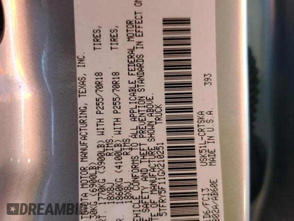 2016 Toyota Tundra SR5 z VIN 5TFRY5F11GX210251, wystawiony jako Copart lot #84218974 z przebiegiem 53 047 mil mil oraz Szkoda całkowita • Salvage title. Historia ofert i sprzedaży dostępna na DreamBid. Obrazek 14.