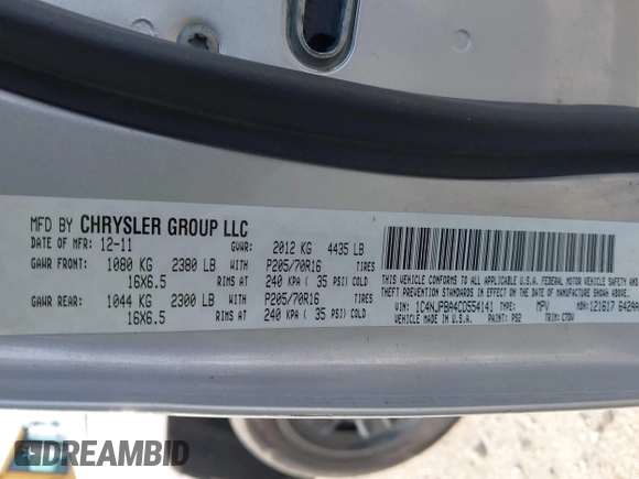 2012 Jeep Patriot Sport with VIN 1C4NJPBA4CD554141, listed as a IAAI auction lot 42119535 with 116,933 mi miles and . Bid and sale history available at DreamBid. Image 9.