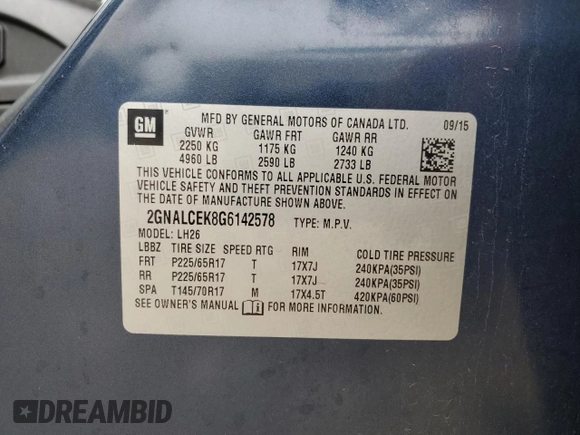 2016 Chevrolet Equinox LT with VIN 2GNALCEK8G6142578, listed as a Copart auction lot 42772815 with 159,546 mi miles and Salvage Title. Bid and sale history available at carsss.com. Image 13.