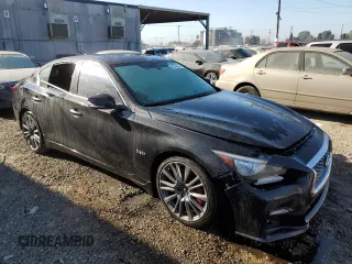2019 Infiniti Q50 RED SPORT 400 with VIN JN1FV7AP7KM760554, listed as a Copart auction lot 83798944 with 76,401 mi miles and Salvage Title. Bid and sale history available at carsss.com. Image 4.