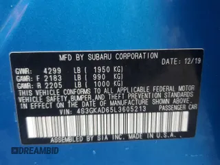 2020 Subaru Impreza Premium с VIN 4S3GKAD65L3605213, выставлен на аукционе Copart как лот 51479285 с пробегом 42 578 миль миль и Списание • Salvage title. История ставок и продаж доступна на DreamBid. Изображение 14.