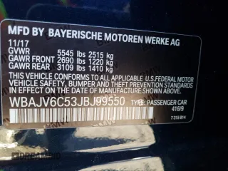 2018 BMW 6 Series 640i xDrive with VIN WBAJV6C53JBJ99550, listed as a Copart auction lot 39195503 with 49,083 mi miles and . Bid and sale history available at carsss.com. Image 12.