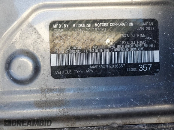 2017 Mitsubishi Outlander ES с VIN JA4AP3AU7HZ036367, выставлен на аукционе Copart как лот 42171965 с пробегом 138 067 миль миль и Списание • Salvage title. История ставок и продаж доступна на DreamBid. Изображение 12.