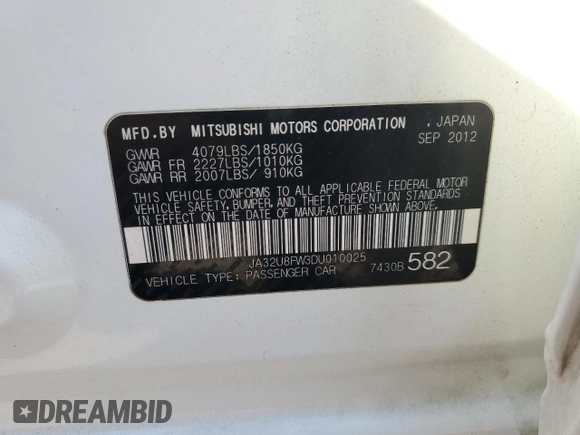2013 Mitsubishi Lancer GT with VIN JA32U8FW3DU010025, listed as a Copart auction lot 75362644 with 128,288 mi miles and Salvage Title. Bid and sale history available at carsss.com. Image 13.
