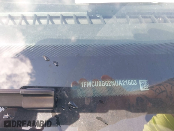 2022 Ford Escape SE с VIN 1FMCU0G62NUA21603, выставлен на аукционе IAAI как лот 42060957 с пробегом 38 335 миль миль и . История ставок и продаж доступна на DreamBid. Изображение 9.