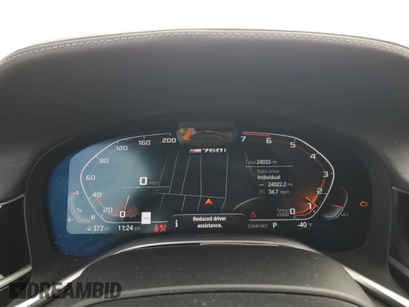 2022 BMW 7 Series with VIN WBA7U6C06NCK59421, listed as a Copart auction lot 80159874 with 24,033 mi miles and Salvage title. Bid and sale history available at DreamBid. Image 9.
