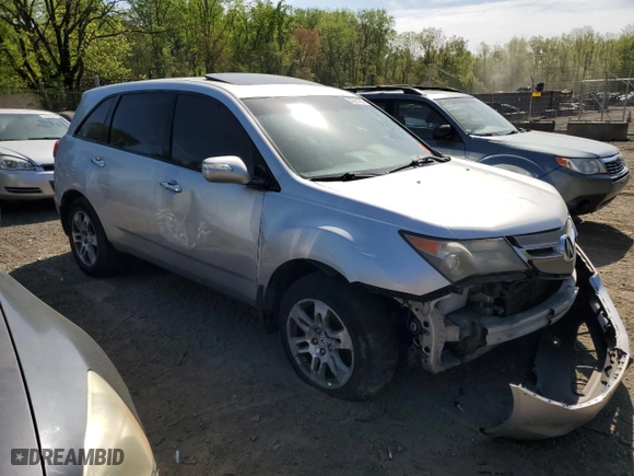2007 Acura MDX Tech Pkg with VIN 2HNYD283X7H508526, listed as a Copart auction lot 53611205 with 0 mi miles and Salvage Title. Bid and sale history available at carsss.com. Image 4.
