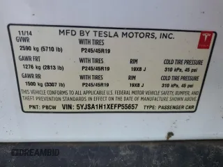 2014 Tesla Model S 60 z VIN 5YJSA1H1XEFP55657, wystawiony jako Copart lot #53405785 z przebiegiem Nie podano mil oraz Czysty tytuł • Clean title. Historia ofert i sprzedaży dostępna na DreamBid. Obrazek 12.