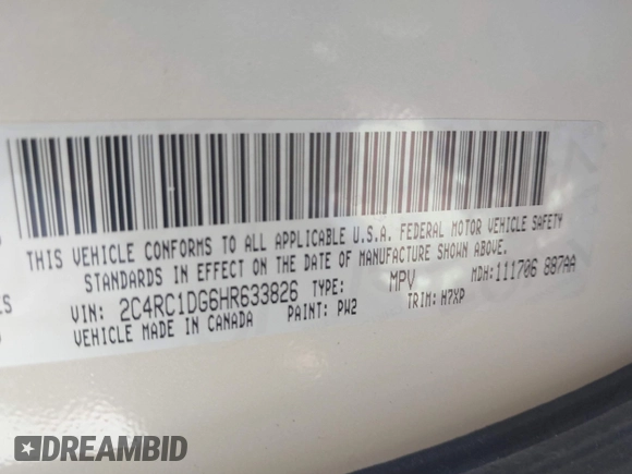 2017 Chrysler Pacifica Touring with VIN 2C4RC1DG6HR633826, listed as a IAAI auction lot 42170041 with 143,481 mi miles and . Bid and sale history available at DreamBid. Image 9.