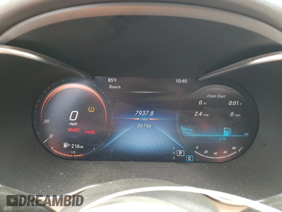 2021 Mercedes-Benz C 300 with VIN W1KWF8DB5MR632714, listed as a Copart auction lot 47728725 with 36,146 mi miles and Salvage Title. Bid and sale history available at carsss.com. Image 9.