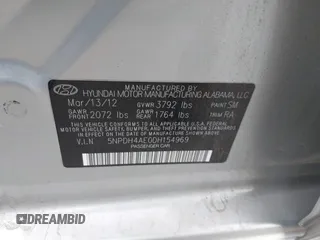 2013 Hyundai Elantra Limited z VIN 5NPDH4AE0DH154969, wystawiony jako IAAI lot #42382669 z przebiegiem 86 968 mil mil oraz . Historia ofert i sprzedaży dostępna na DreamBid. Obrazek 9.
