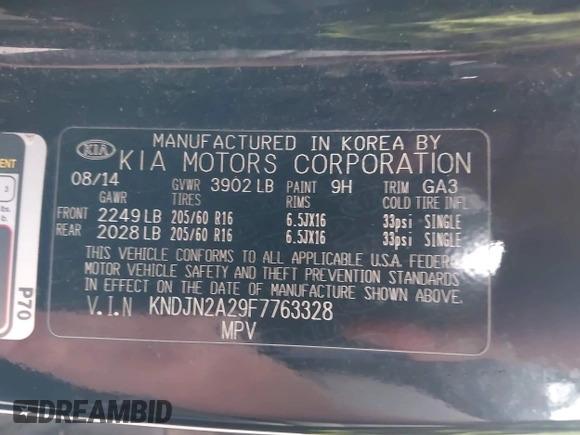 2015 Kia Soul z VIN KNDJN2A29F7763328, wystawiony jako IAAI lot #42151996 z przebiegiem 119 612 mil mil oraz . Historia ofert i sprzedaży dostępna na DreamBid. Obrazek 9.
