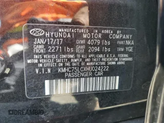 2017 Hyundai Ioniq SEL with VIN KMHC75LCXHU024222, listed as a Copart auction lot 61100395 with 100,016 mi miles and Salvage title. Bid and sale history available at DreamBid. Image 12.