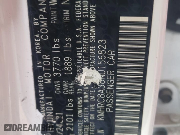 2022 Hyundai Venue SEL with VIN KMHRC8A38NU156823, listed as a Copart auction lot 49323595 with 41,618 mi miles and Salvage Title. Bid and sale history available at DreamBid. Image 13.