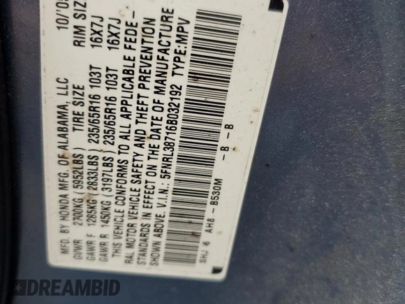 2006 Honda Odyssey EX-L z VIN 5FNRL38716B032192, wystawiony jako Copart lot #58402895 z przebiegiem 148 496 mil mil oraz Szkoda całkowita • Salvage title. Historia ofert i sprzedaży dostępna na DreamBid. Obrazek 13.