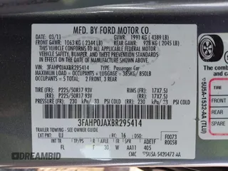 2011 Ford Fusion SEL with VIN 3FAHP0JAXBR295414, listed as a IAAI auction lot 41984604 with 164,909 mi miles. Bid and sale history available at carsss.com. Image 9.