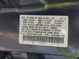 2017 Acura TLX with VIN 19UUB1F33HA001265, listed as a IAAI auction lot 42085293 with 31,049 mi miles and . Bid and sale history available at DreamBid. Image 9.