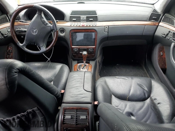 2002 Mercedes-Benz S-Class 6.0L with VIN WDBNG78J12A229046, listed as a Copart auction lot 81470214 with 0 mi miles and Salvage Title. Bid and sale history available at carsss.com. Image 8.