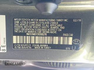 2019 Toyota C-HR XLE with VIN NMTKHMBX3KR088298, listed as a IAAI auction lot 41411204 with 52,790 mi miles. Bid and sale history available at carsss.com. Image 9.