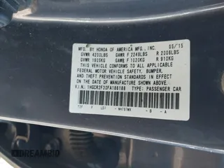 2015 Honda Accord LX with VIN 1HGCR2F30FA186188, listed as a IAAI auction lot 41184680 with 127,098 mi miles and . Bid and sale history available at DreamBid. Image 9.